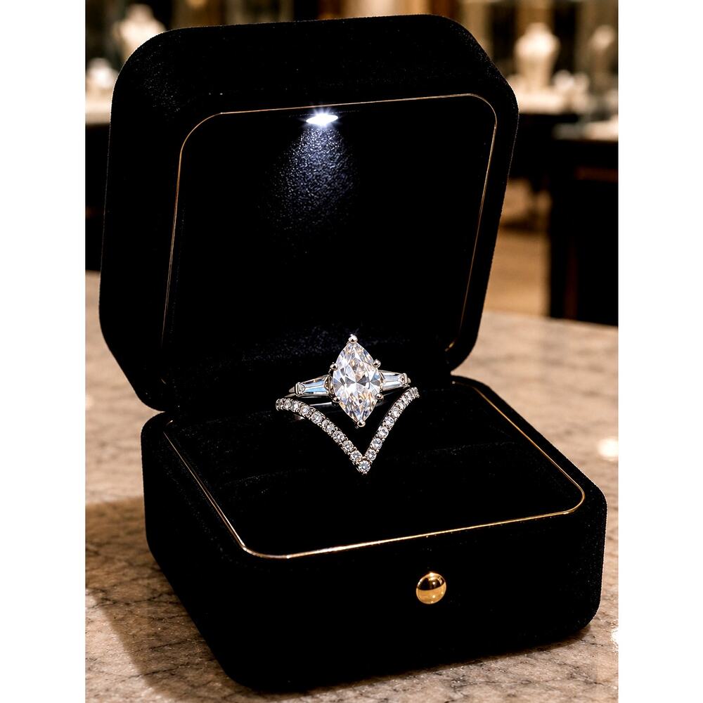 Platinum V-Shape Cubic Zirconia Ring size 8